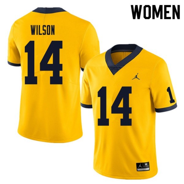 Michigan Wolverines #14 Women's Roman Wilson Jersey Yellow Football